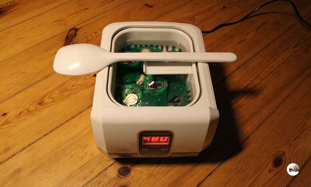 Electronic Tour Guide, PCB ultrasonic bath cleaning
