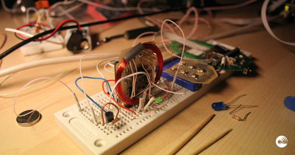 Electronic Tour Guide, the GPS City audio companion, rejected module on testing breadboard.
